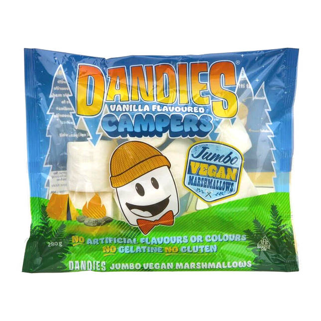 DANDIES Vegan Marshmallows Vanilla Jumbo Campers 280g (Case 10)