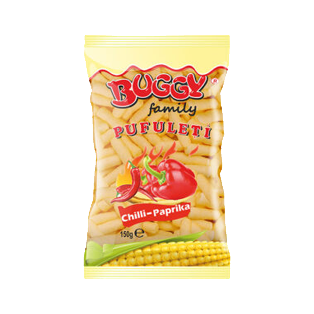 BUGGY FAMILY Chilli Paprika Corn Flips 150g (Case 10)