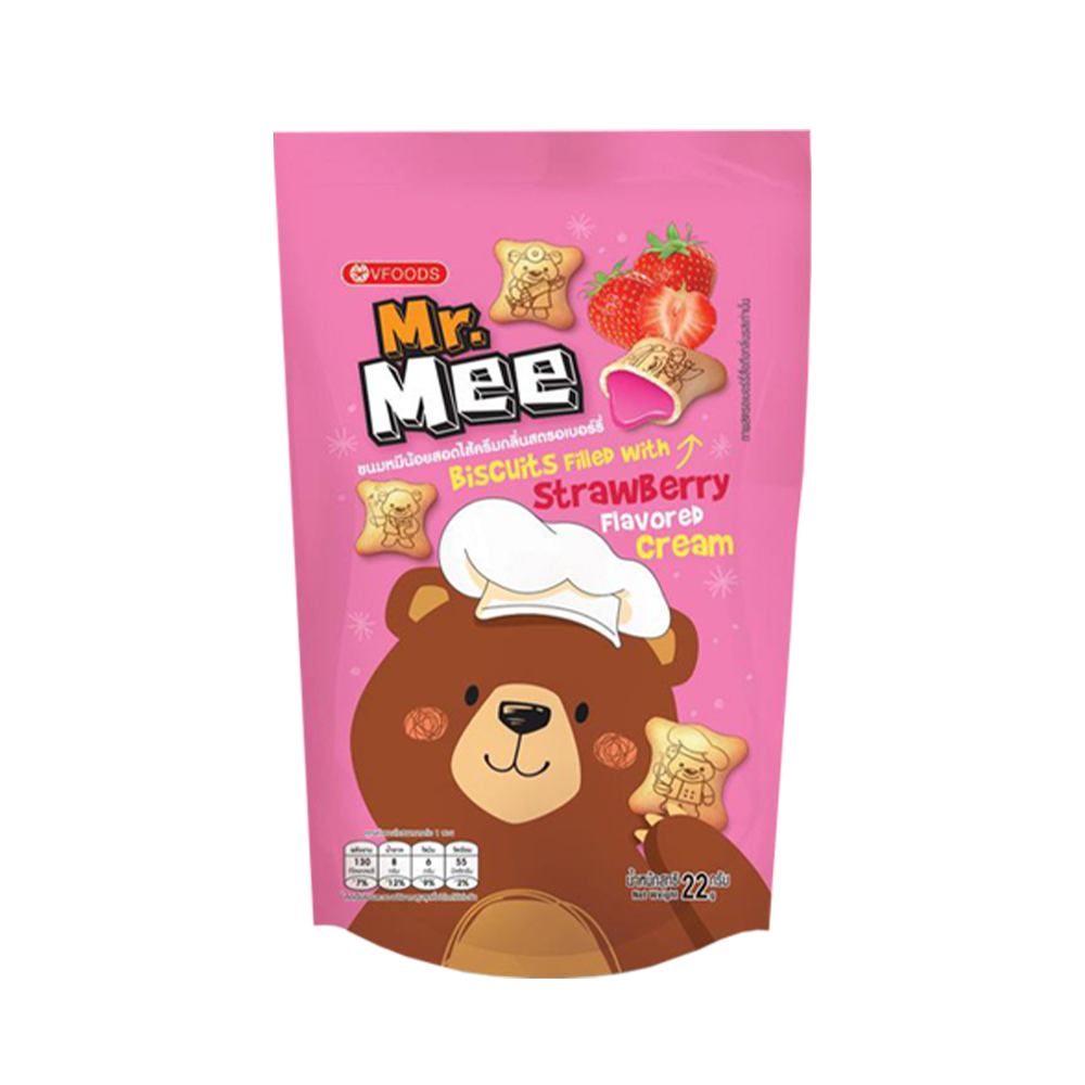MR.MEE Biscuit Filled with Cream - Strawberry 22g (Case 144)
