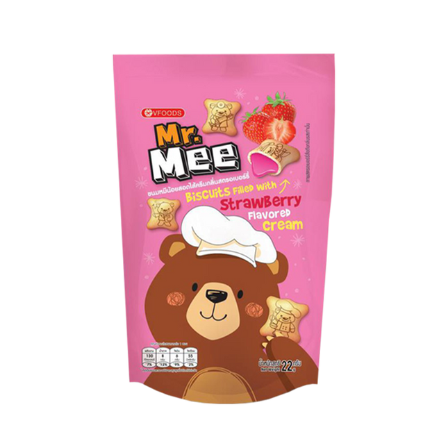 MR.MEE Biscuit Filled with Cream - Strawberry 22g (Case 144)