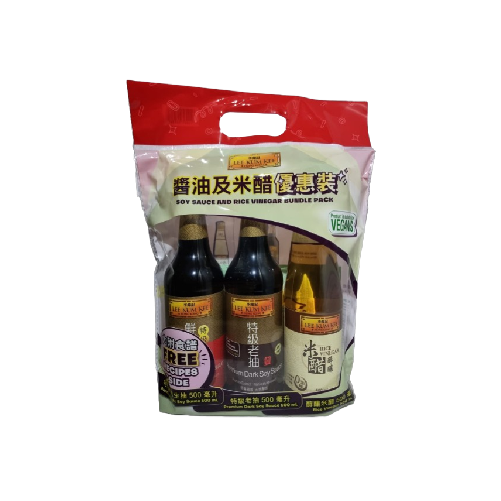 LEE KUM KEE Combo Light + Dark + Rice Vinegar 500ml (Case 6)