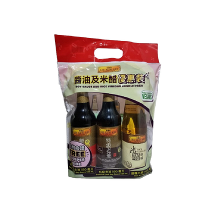 LEE KUM KEE Combo Light + Dark + Rice Vinegar 500ml (Case 6)