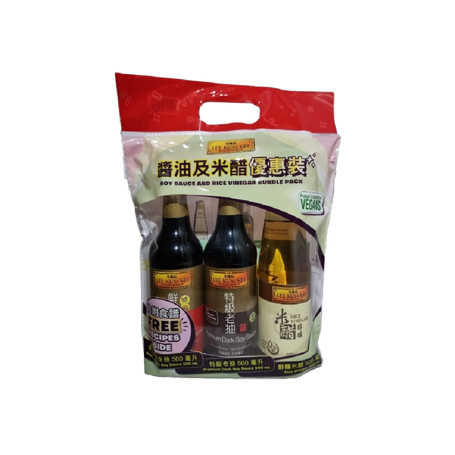 LEE KUM KEE Combo Light + Dark + Rice Vinegar 500ml (Case 6)