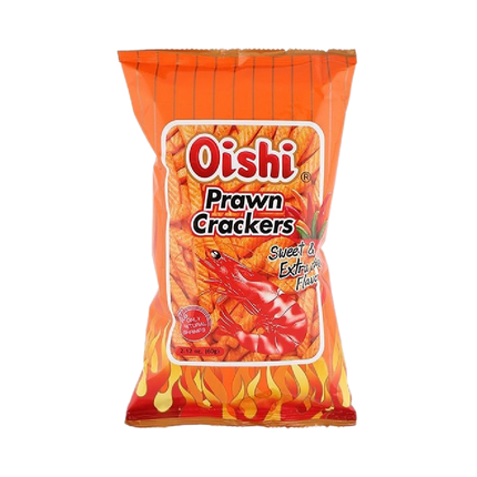 OISHI Prawn Crackers Sweet & Extra Hot Flavor 60g (Case 50)