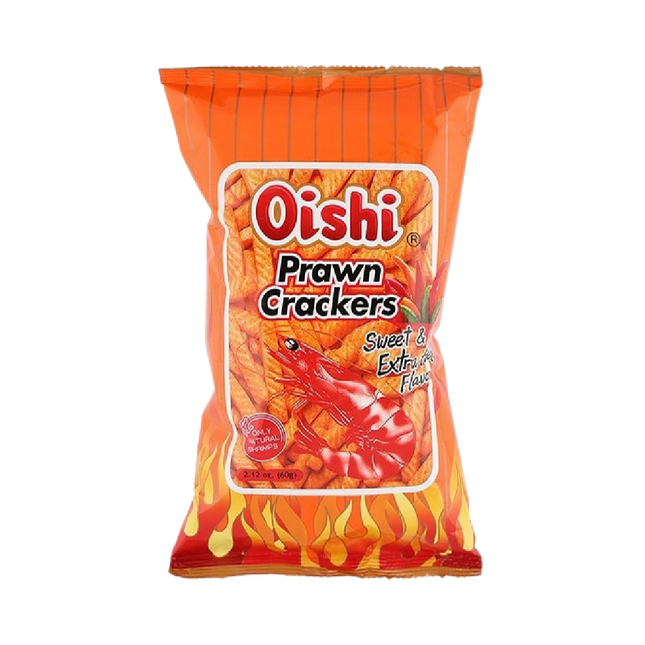 OISHI Prawn Crackers Sweet & Extra Hot Flavor 60g (Case 50)