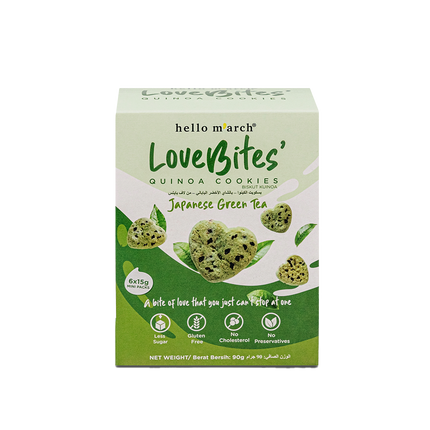 LOVE BITES Quinoa Cookies - Japanese Green Tea 90g (Case 45)
