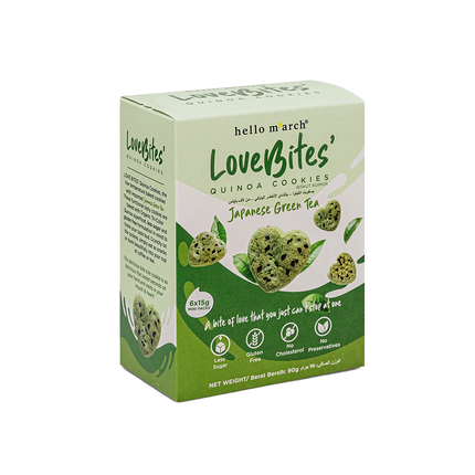 LOVE BITES Quinoa Cookies - Japanese Green Tea 90g (Case 45)