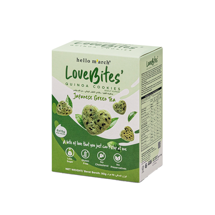 LOVE BITES Quinoa Cookies - Japanese Green Tea 90g (Case 45)