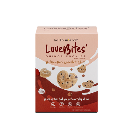 LOVE BITES Quinoa Cookies - Belgian Dark Chocolate Chip 90g (Case 45)