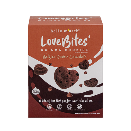 LOVE BITES Quinoa Cookies - Belgian Double Chocolate 90g (Case 45)