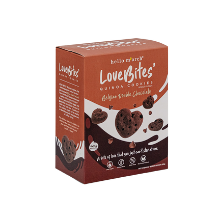 LOVE BITES Quinoa Cookies - Belgian Double Chocolate 90g (Case 45)