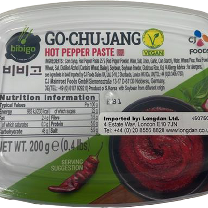 CJ BIBIGO Red Pepper Paste ( Vegan ) 200g (Case 32)