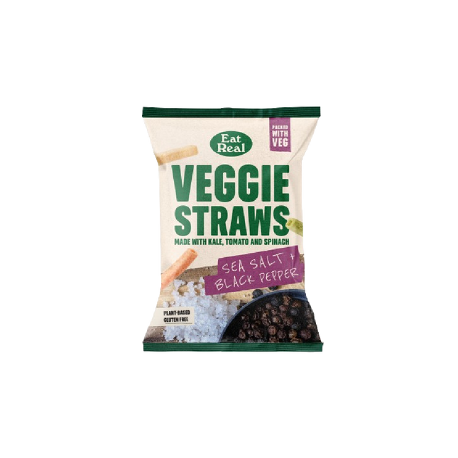 EAT REAL Veggie Straws Sea Salt Black Pepper 110g (Case 10)