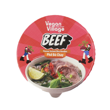 Vegan Village Beef Flavour Instant Rice Noodles Bowl 70g (Case 12)