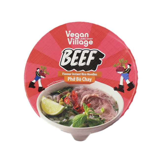Vegan Village Beef Flavour Instant Rice Noodles Bowl 70g (Case 12)