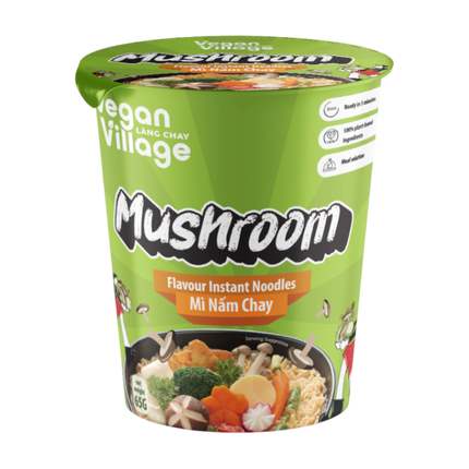 Vegan Village Mushroom Flavour Instant Noodles Cup 65g (Case 12)
