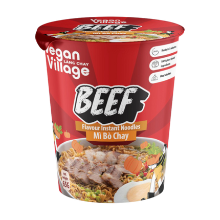 Vegan Village Beef Flavour Instant Noodles Cup 65g (Case 12)