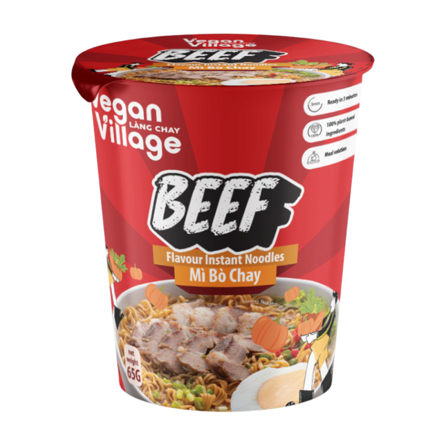 Vegan Village Beef Flavour Instant Noodles Cup 65g (Case 12)