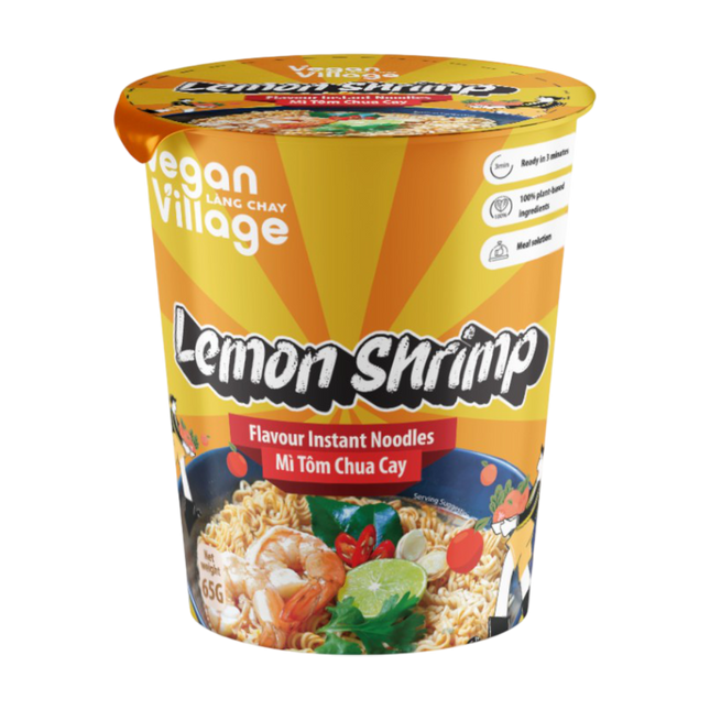 Vegan Village Lemon Shrimp Flavour Instant Noodles Cup 65g (Case 12)