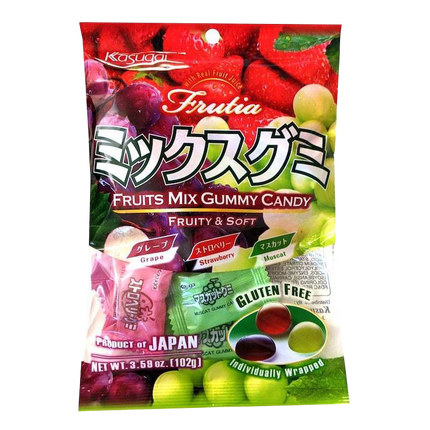 KASUGAI Fruits Gummy Candy Mix 102g (Case 24)