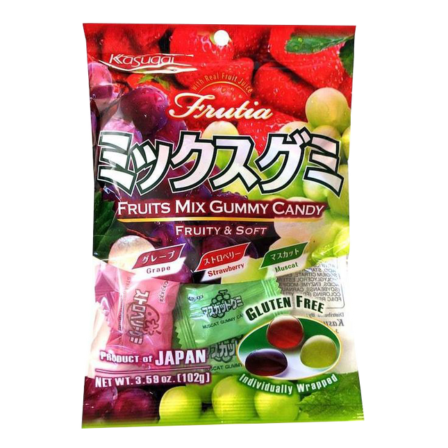KASUGAI Fruits Gummy Candy Mix 102g (Case 24)