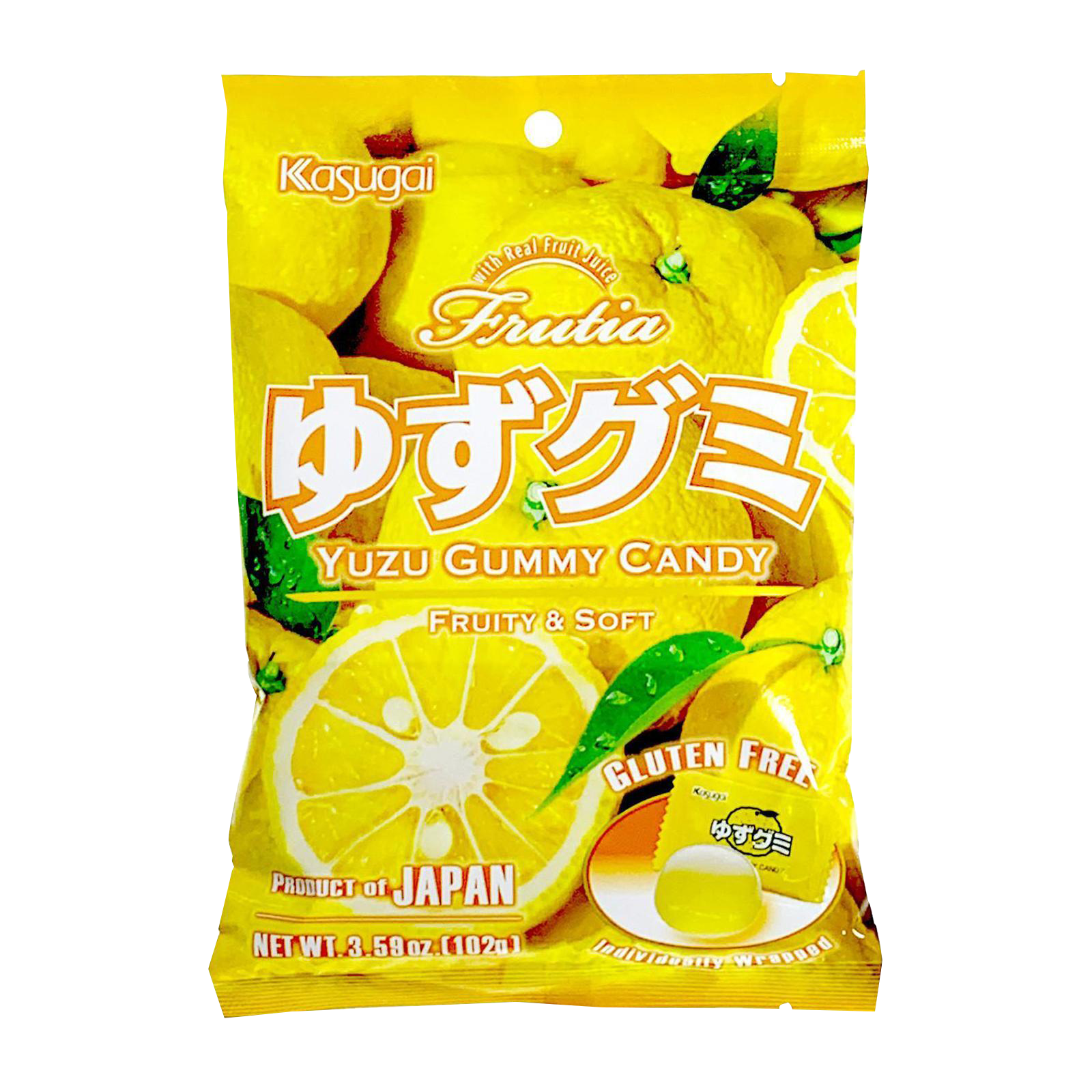 KASUGAI Frutia Yuzu Gummy Candy 102g (Case 24)