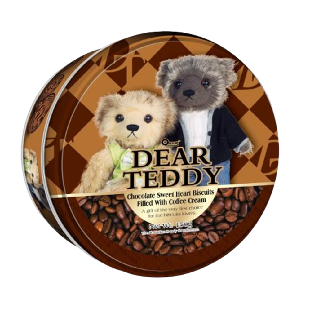 DEAR TEDDY Chocolate Sweet Heart Biscuits Filled with Coffee Cream 150g (Case 18)