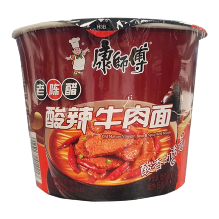 MASTER KONG Instant Noodles- Hot & Sour Artificial Beef Flavour (Bowl) 122g (Case 12)