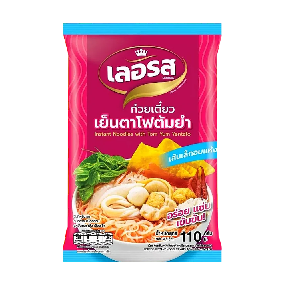 LERROS Instant Noodles with Tom Yum Yentafo Dried Rice Noodles 110g (Case 25)