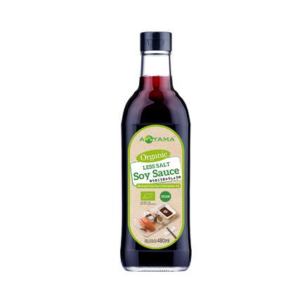 Aoyama Organic Less Salt Soy Sauce 480ml (Case 12)