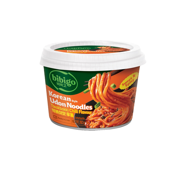 CJ BIBIGO Udon Noodles Tteokbokki Chili Flavour 187g (Case 6)
