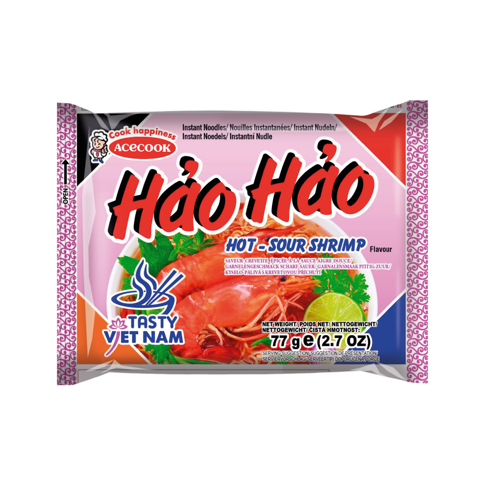 HAO HAO Hot & Sour Shrimp Flavour 77g Bag (T) (Case 100)