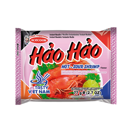 HAO HAO Hot & Sour Shrimp Flavour 77g Bag (T) (Case 100)