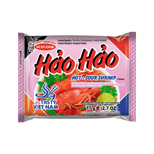 HAO HAO Hot & Sour Shrimp Flavour 77g Bag (T) (Case 100)