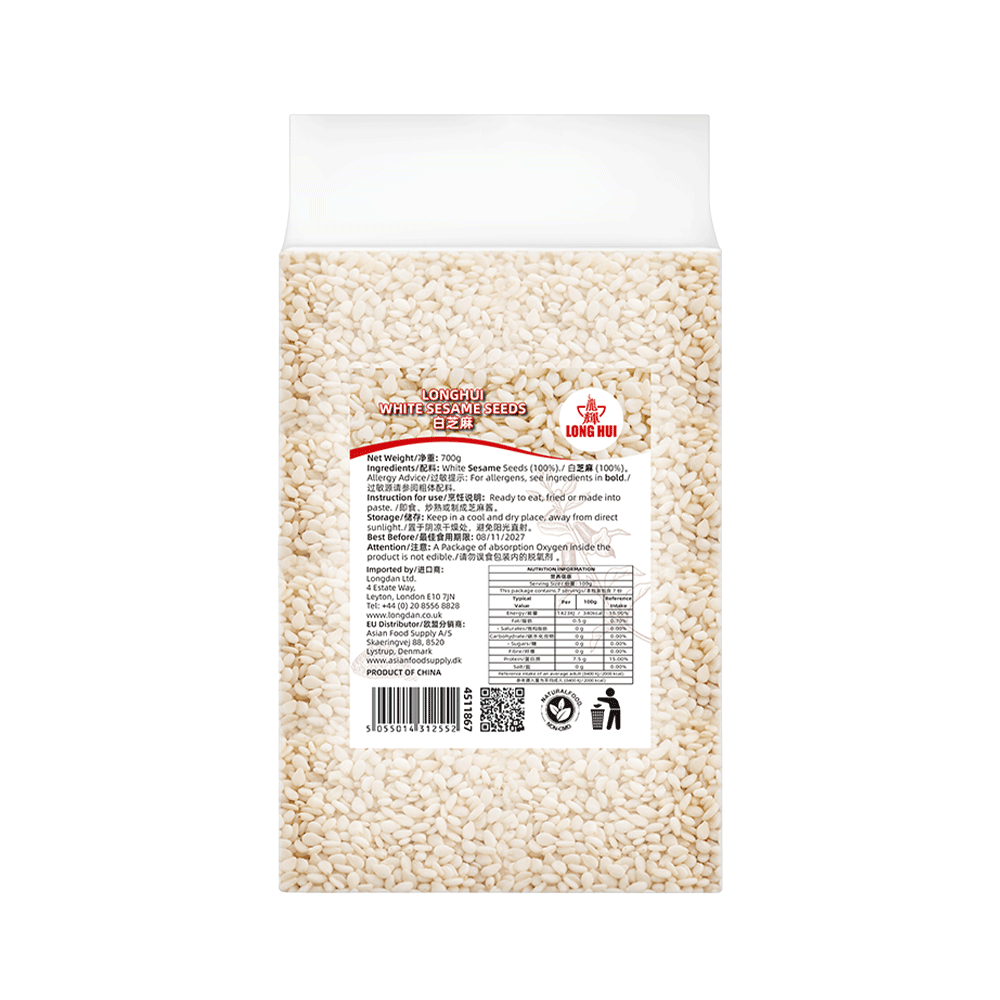LONGHUI Vacuum-Packed White Sesame Seeds 700g (Case 10)