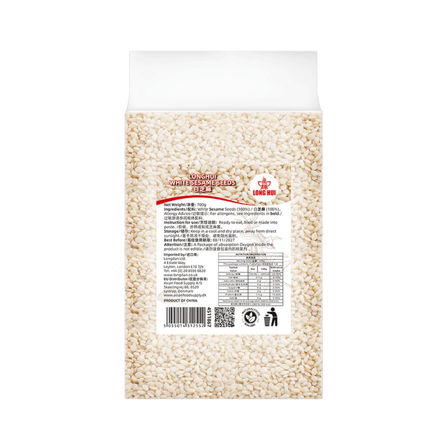 LONGHUI Vacuum-Packed White Sesame Seeds 700g (Case 10)