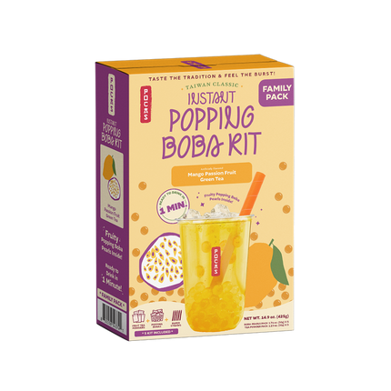 POCAS Popping Boba DIY Kit - Mango Passion Fruit Green Tea (5 packs) 425g (Case 8)