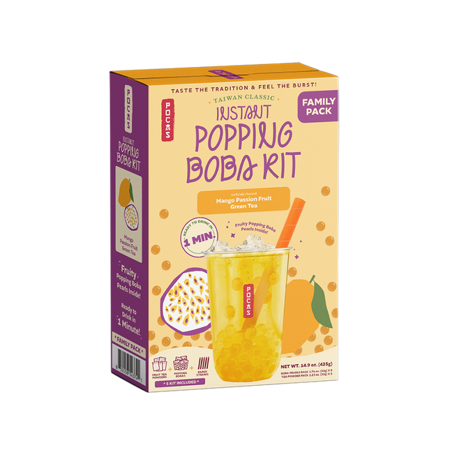 POCAS Popping Boba DIY Kit - Mango Passion Fruit Green Tea (5 packs) 425g (Case 8)