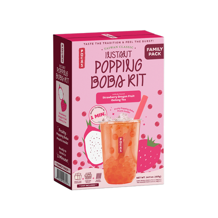 POCAS Popping Boba DIY Kit - Strawberry Dragon Fruit Oolong Tea (5 packs) 425g (Case 12)