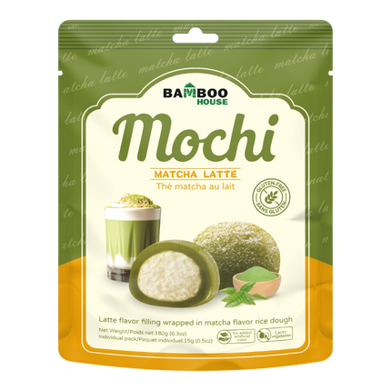 Bamboo House Matcha Latte Flavor Mochi 180g (Case 36)