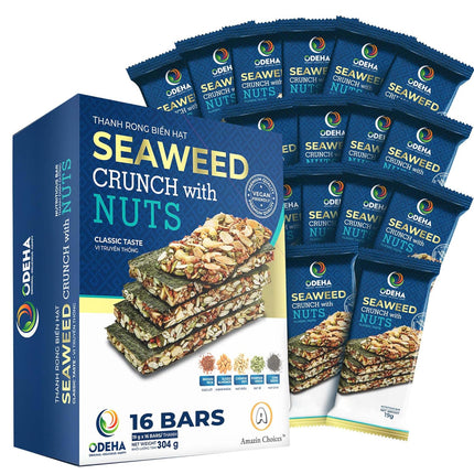 ODEHA Seaweed Crunch With Nuts - Classic Taste (19Gr x 16 bars) (Case 384)