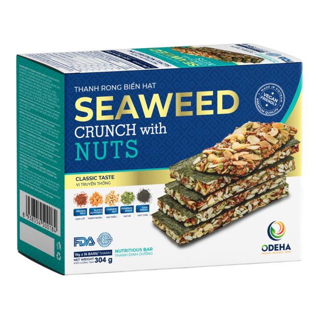 ODEHA Seaweed Crunch With Nuts - Classic Taste (19Gr x 16 bars) (Case 384)