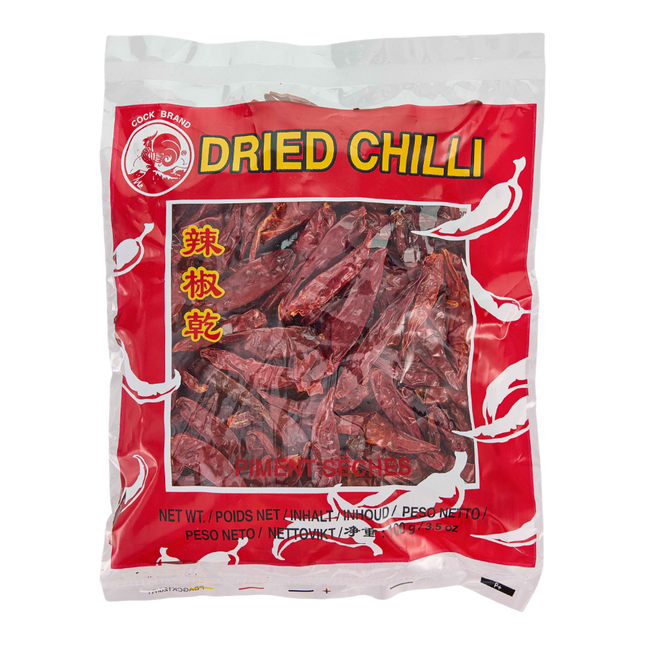 COCK BRAND Dried Chilli Small Without Stem 100g (Case 24)