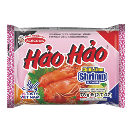 HAO HAO Instant Noodles Chilli & Lime Shrimp Flavour 78g (Case 30)