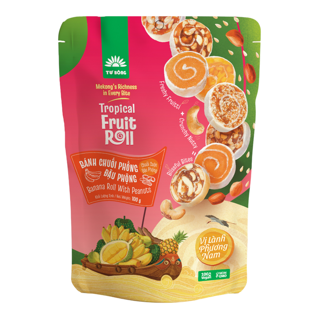 TU BONG Banana Roll With Peanuts 100g (Case 50)