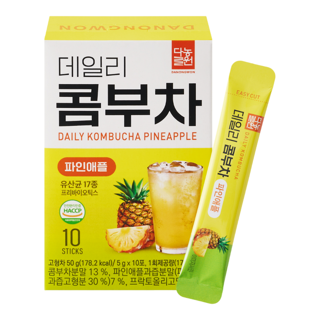 DANONGWON Daily Kombucha Pineapple 10 Sticks 50g (Case 12)