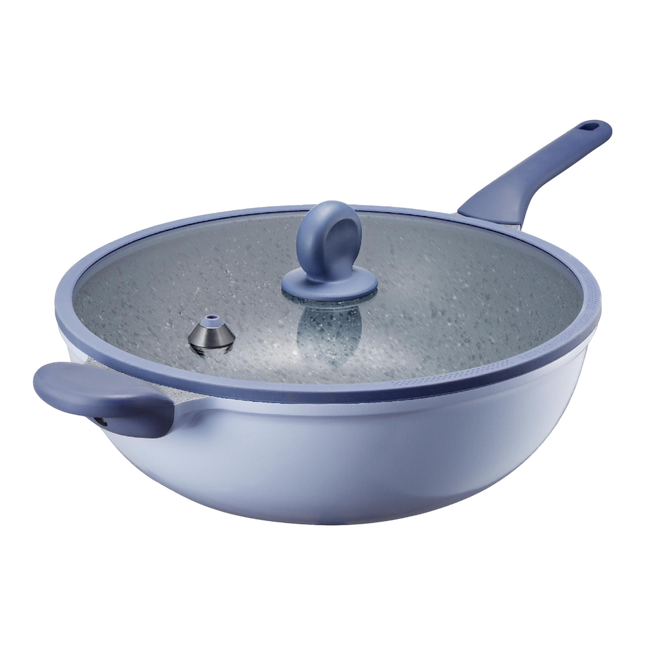 COOKER KING Blue Granite Aluminum Wok Set 34cm (Case 4)