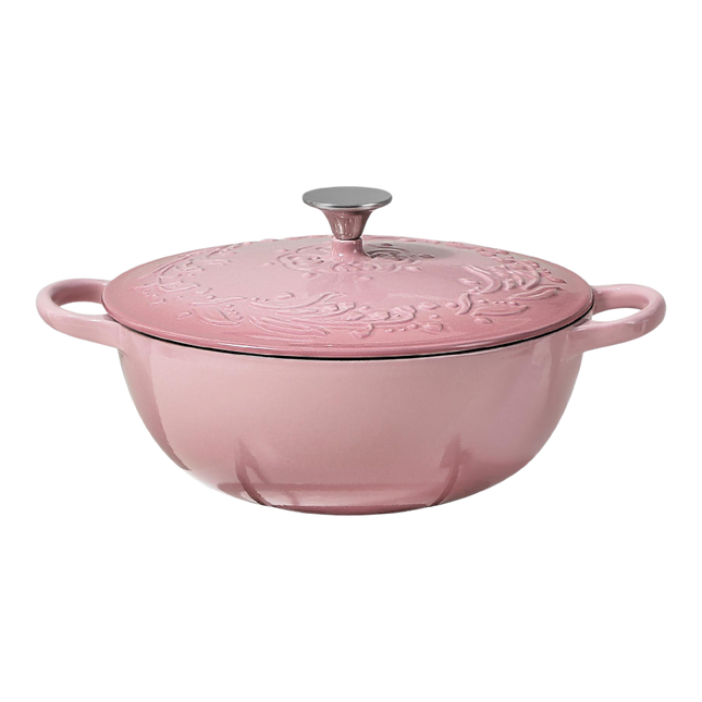 COOKER KING Enameled Cast Iron Casserole - Rose 26cm (Case 2)