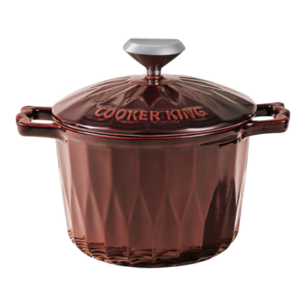 COOKER KING Enameled Cast Iron Casserole - Burgundy 18cm (Case 4)