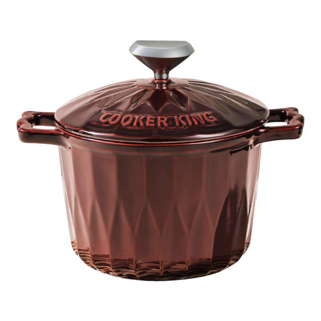 COOKER KING Enameled Cast Iron Casserole - Burgundy 18cm (Case 4)